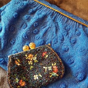 Vintage Blue beaded bag set